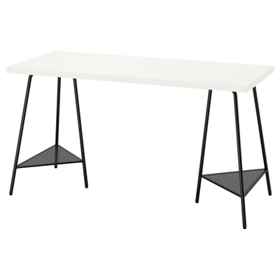 LAGKAPTEN / TILLSLAG Desk, white/black, 140x60 cm