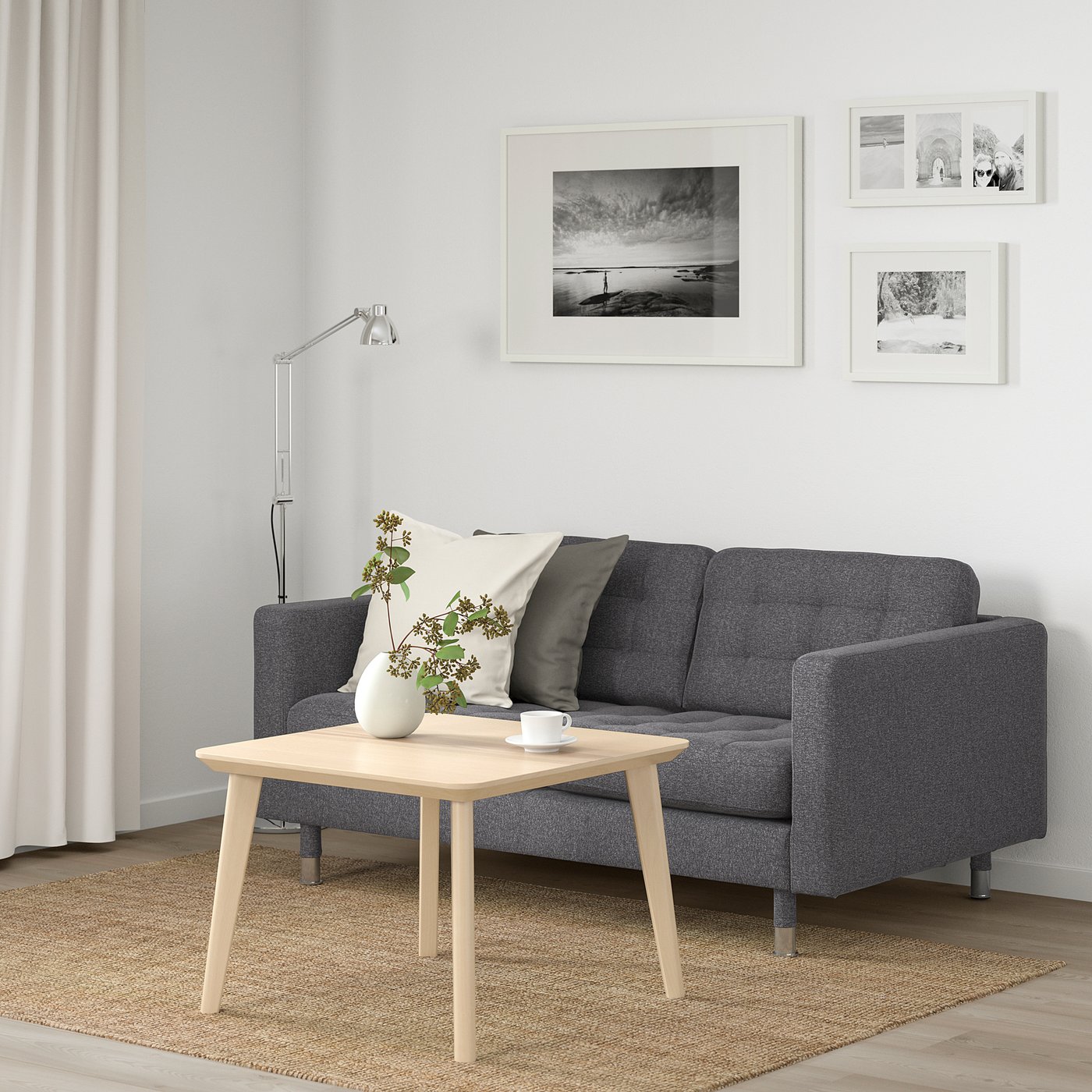 LANDSKRONA 2-seat sofa, Gunnared dark grey/metal - IKEA