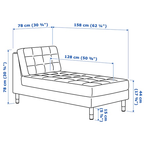 Illustration with measurements for the product: LANDSKRONA.
