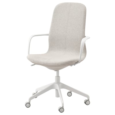 LÅNGFJÄLL Conference chair with armrests, Gunnared beige/white
