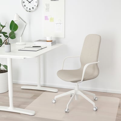 LÅNGFJÄLL Conference chair with armrests, Gunnared beige/white