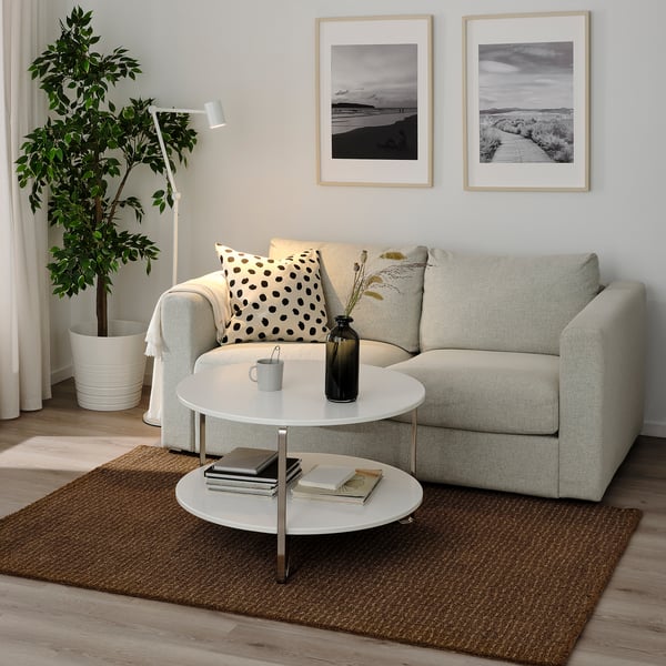 LANGSTED Rug, low pile, light brown, 133x195 cm