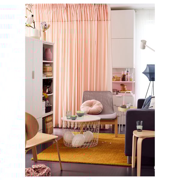 LANGSTED Rug, low pile, yellow, 133x195 cm