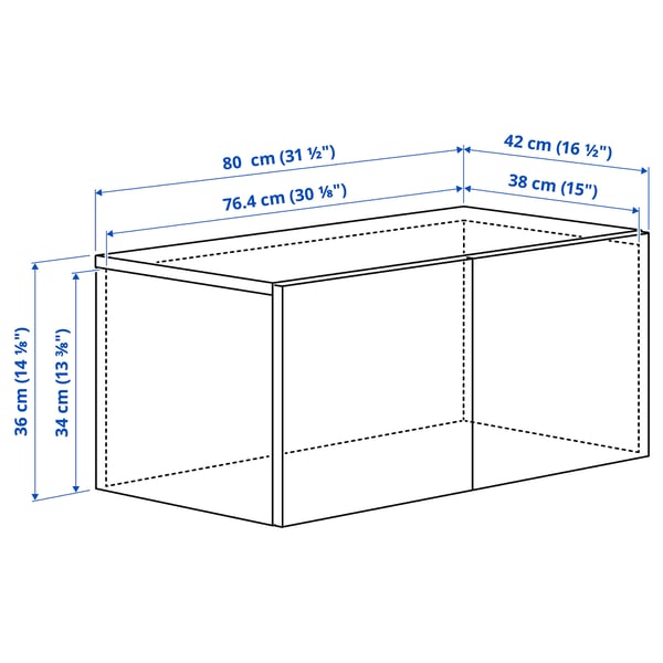 LASTARE Height extension unit with doors, white, 80x42x36 cm