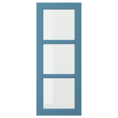Blue wooden door with glass