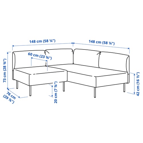 Illustration with measurements for the product: LILLEHEM.