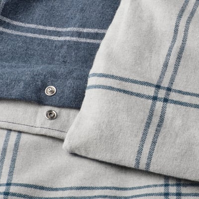 LINDDVÄRGMAL Duvet cover and pillowcase, blue/check, 150x200/50x80 cm