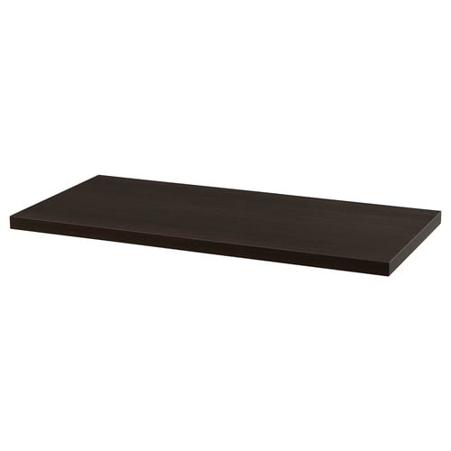 Dark brown LINNMON table top, rectangular, made of fibreboard.
