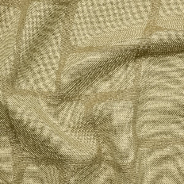 Luxurious LÖNNSTÄVMAL curtain with intricate jacquard weave, elegant olive green pattern, and high-quality block-out lining.
