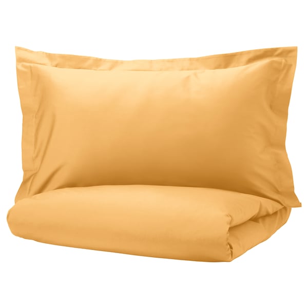 LUKTJASMIN Duvet cover and pillowcase, yellow, 150x200/50x80 cm
