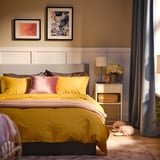 LUKTJASMIN Duvet cover and pillowcase, yellow, 150x200/50x80 cm
