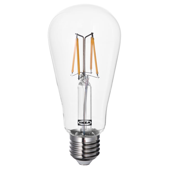 LUNNOM لمبة LED E27 150 lumen, شكل قطرة شفاف - IKEA