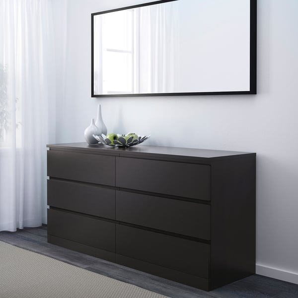 MALM Bedroom furniture, set of 4, black-brown, 160x200 cm