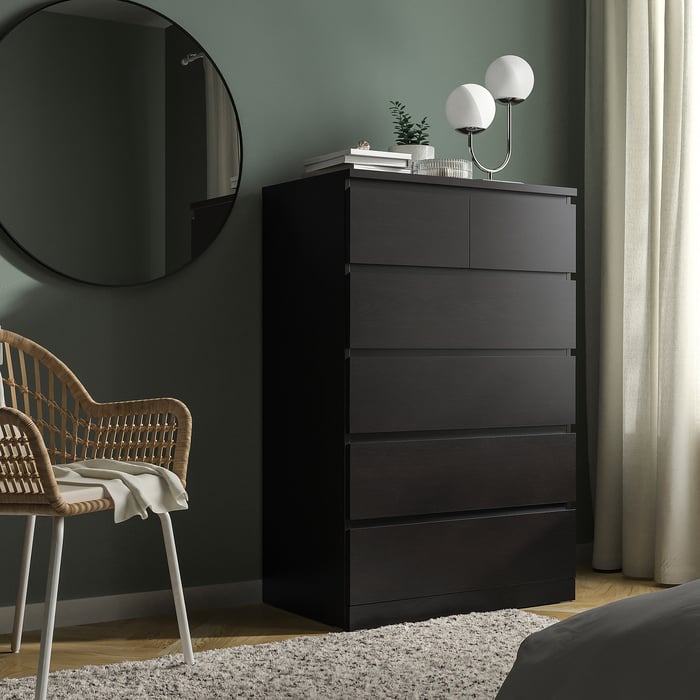 MALM chest of 6 drawers, blackbrown, 80x123 cm IKEA