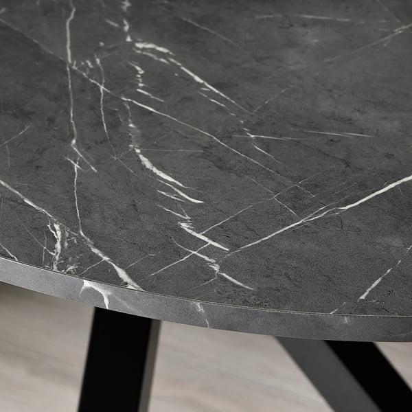 MARIEDAMM / KARLPETTER Table and 4 chairs, black marble effect/Gunnared medium grey black, 180x100 cm