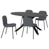 MARIEDAMM / KARLPETTER Table and 4 chairs, black marble effect/Gunnared medium grey black, 180x100 cm