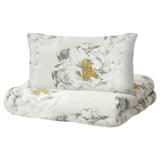 MATTFIBBLA Duvet cover and pillowcase, white yellow/flower, 150x200/50x80 cm
