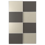 MEHAMN Pair of sliding doors, aluminium double sided/dark grey grey-beige, 150x236 cm