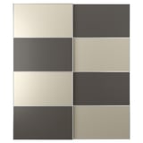 MEHAMN Pair of sliding doors, aluminium double sided/dark grey grey-beige, 200x236 cm