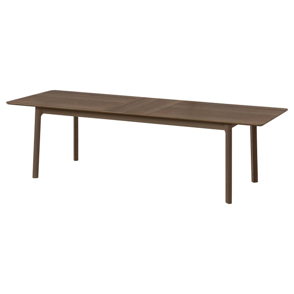 Extendable wooden dining table for 8, brown.