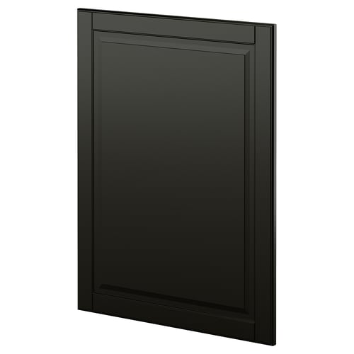 Black METOD kitchen cabinet with sleek, bevelled edges and modern design.
