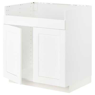 A white METOD kitchen cabinet with a classic design, featuring smooth surfaces and sturdy construction.