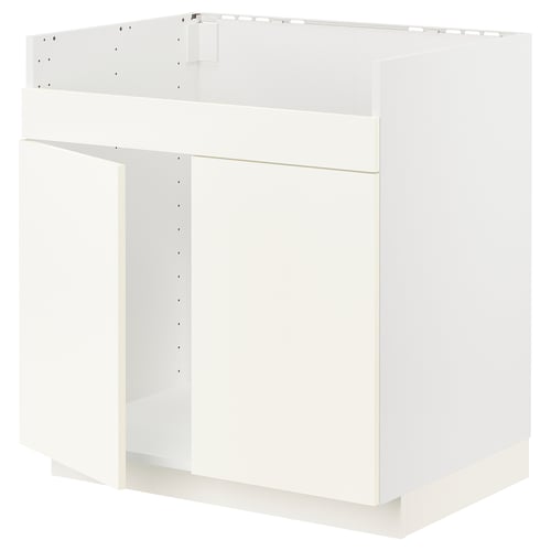 White METOD kitchen unit, sleek, rectangular design with clean lines, made of particleboard.