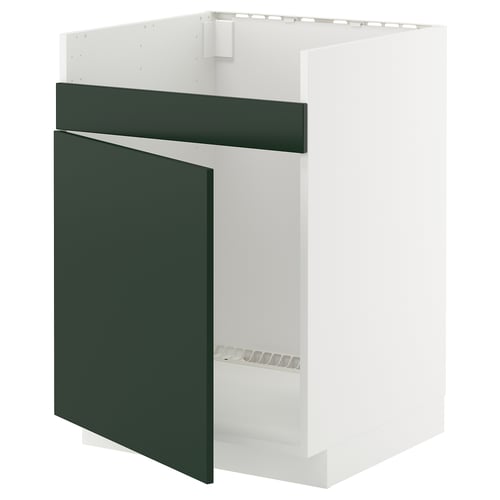 METOD kitchen unit: white & dark green, square, modern design.
