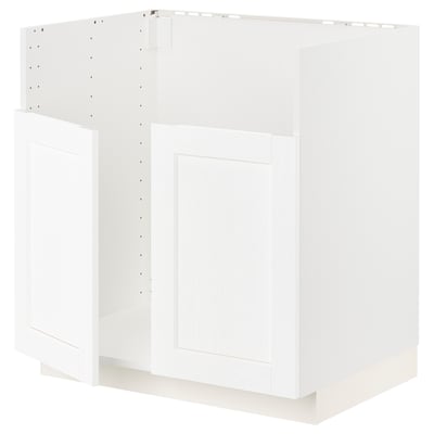 White METOD kitchen cabinet. Square, sleek design with layered panelling.