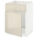 METOD Base cabinet f sink w door/front, white/Voxtorp high-gloss light beige, 60x60 cm