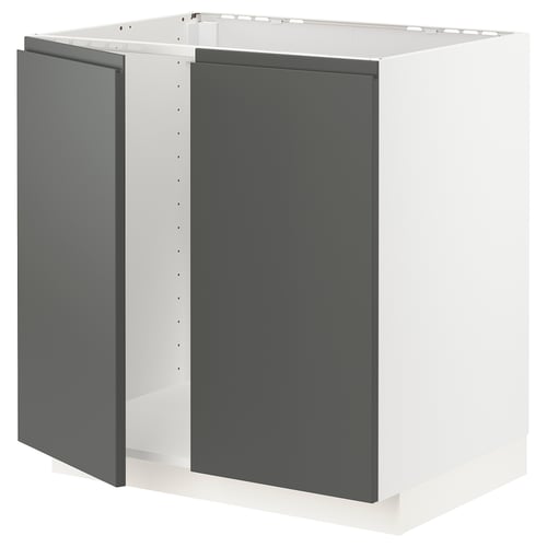 A METOD kitchen unit in dark grey with a modern design. It a durable frame and snap-on hinges, offering a sleek and organised appearance.