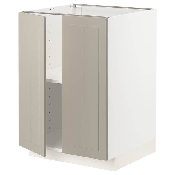METOD Base cabinet with shelves/2 doors, white/Stensund beige, 60x60 cm