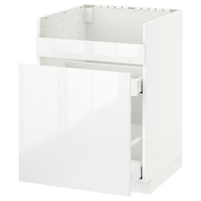 METOD Base cb f HAVSEN snk/3 frnts/2 drws, white Maximera/Ringhult white, 60x60 cm