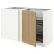 METOD Corner base cab w pull-out fitting, white/Vedhamn oak, 128x68 cm