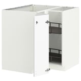 METOD Corner base cabinet with carousel, white/Voxtorp matt white, 88x88 cm