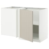 METOD Corner base cabinet with shelf, white/Stensund beige, 128x68 cm