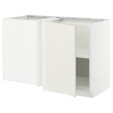METOD Corner base cabinet with shelf, white/Veddinge white, 128x68 cm