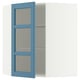 METOD Corner wall cab w shelves/glass dr, white/Lerhyttan blue, 68x80 cm