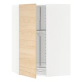 METOD Corner wall cabinet with carousel, white/Askersund light ash effect, 68x100 cm