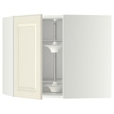 METOD Corner wall cabinet with carousel, white/Bodbyn off-white, 68x60 cm