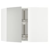 METOD Corner wall cabinet with carousel, white/Havstorp light grey, 68x60 cm