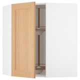 METOD Corner wall cabinet with carousel, white/Vedhamn oak, 68x80 cm