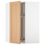METOD Corner wall cabinet with carousel, white/Vedhamn oak, 68x100 cm