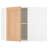METOD Corner wall cabinet with shelves, white/Vedhamn oak, 68x60 cm