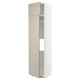 METOD Hi cab f fridge or freezer w 2 drs, white/Stensund beige, 60x60x240 cm