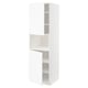 White METOD cabinet, tall with one open door, adjustable shelves, modern design.