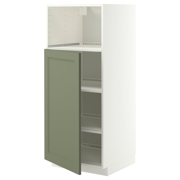 METOD High cabinet f built-in appliances, white/Axstad grey-green, 60x60x140 cm