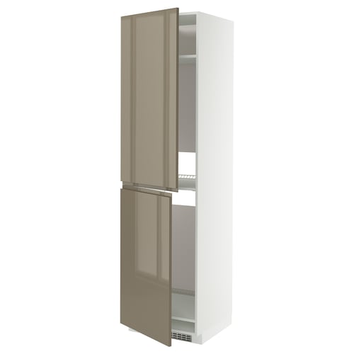 Gold METOD cabinet with glossy finish, 2 doors, adjustable shelves.