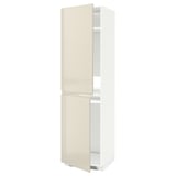METOD High cabinet for fridge/freezer, white/Voxtorp high-gloss light beige, 60x60x220 cm