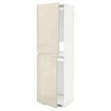METOD High cabinet for fridge/freezer, white/Voxtorp high-gloss light beige, 60x60x200 cm
